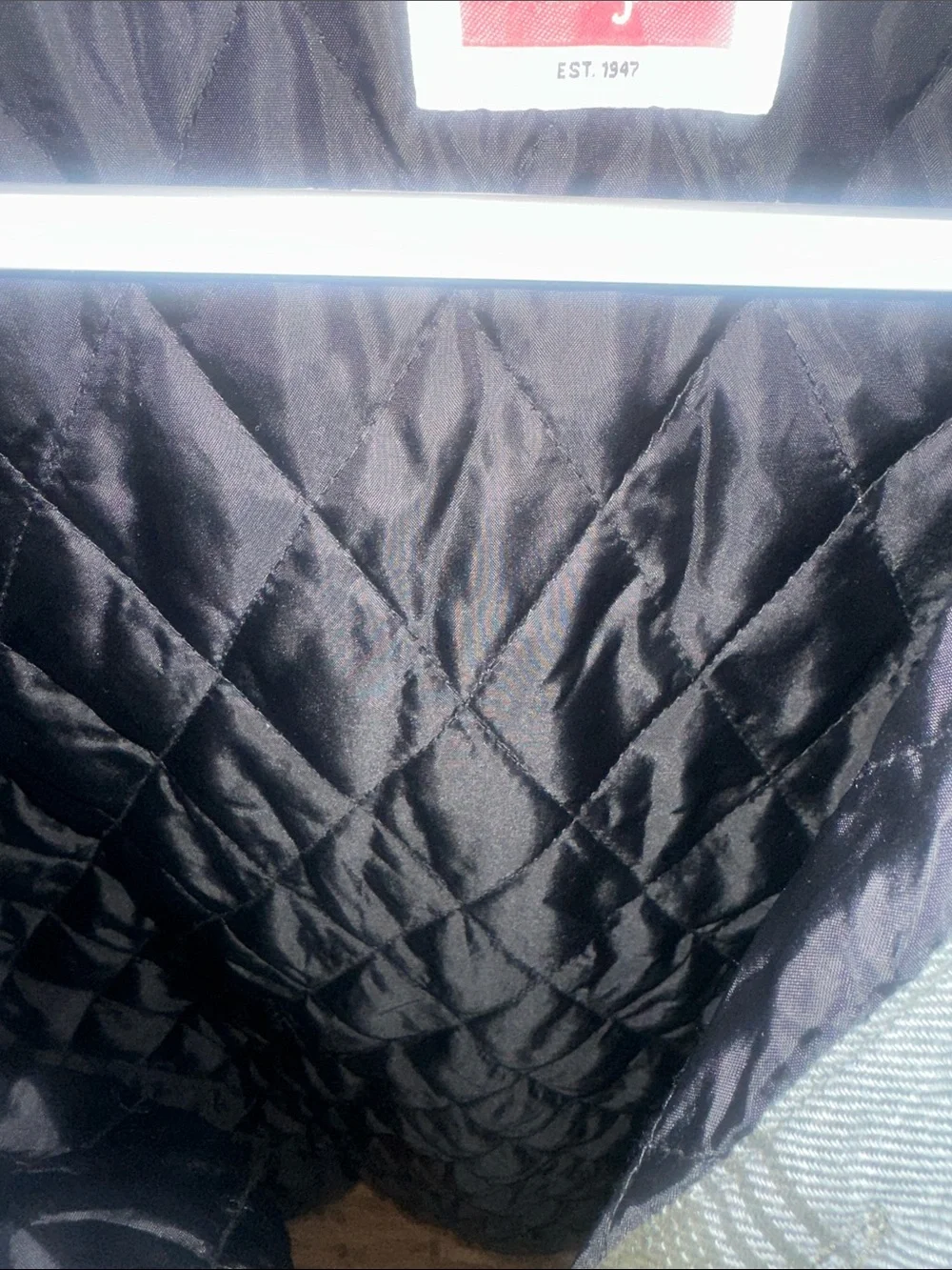 Wrangler Quilted Jacket with Red Logo and Gray Lining